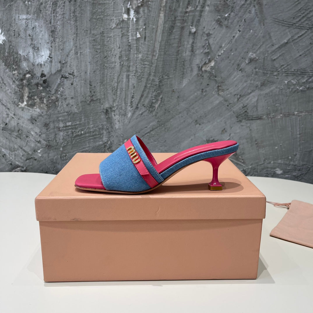 DEEP PINK HIGH HEEL WITH  BLUE STRAPS AND PINK BELT