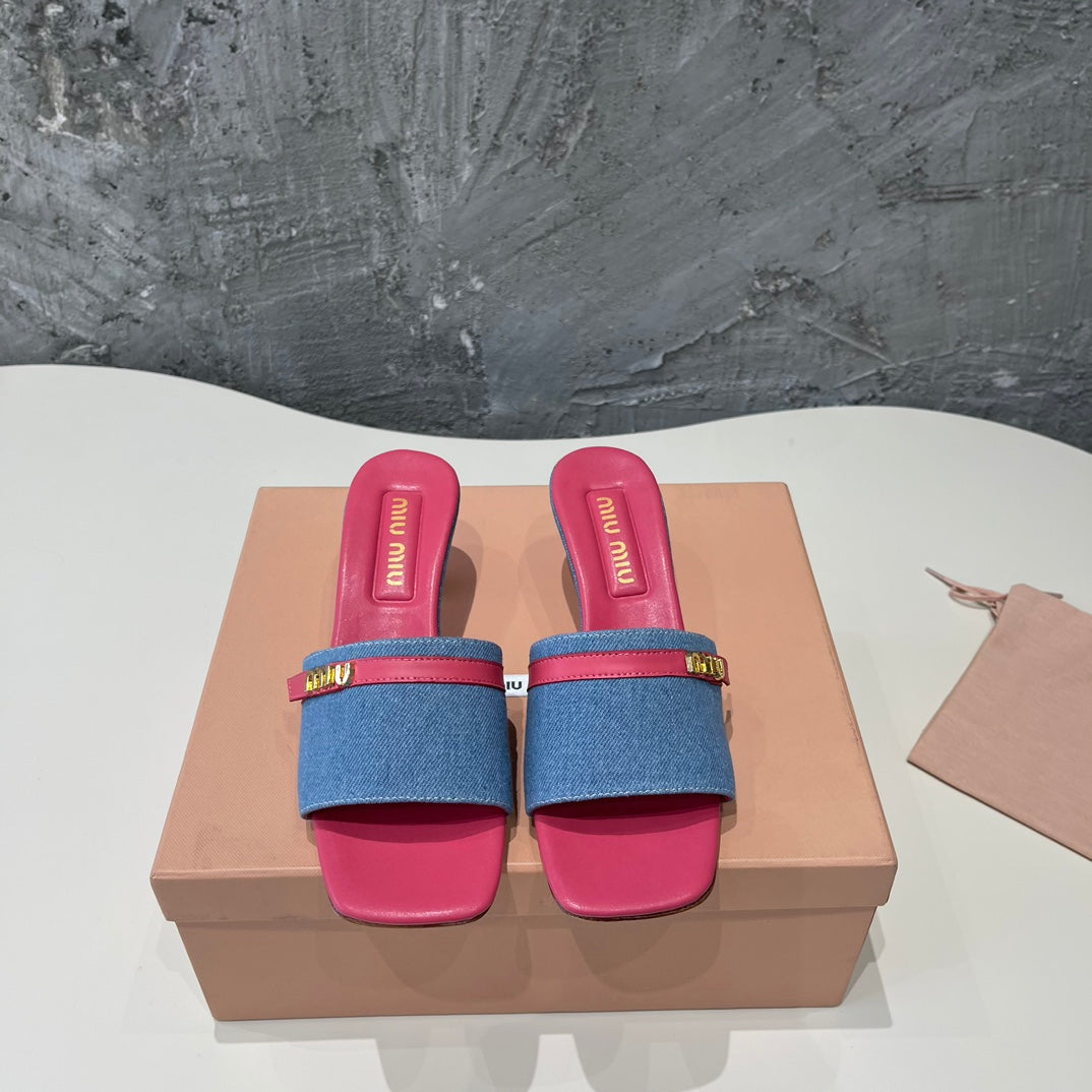 DEEP PINK HIGH HEEL WITH  BLUE STRAPS AND PINK BELT