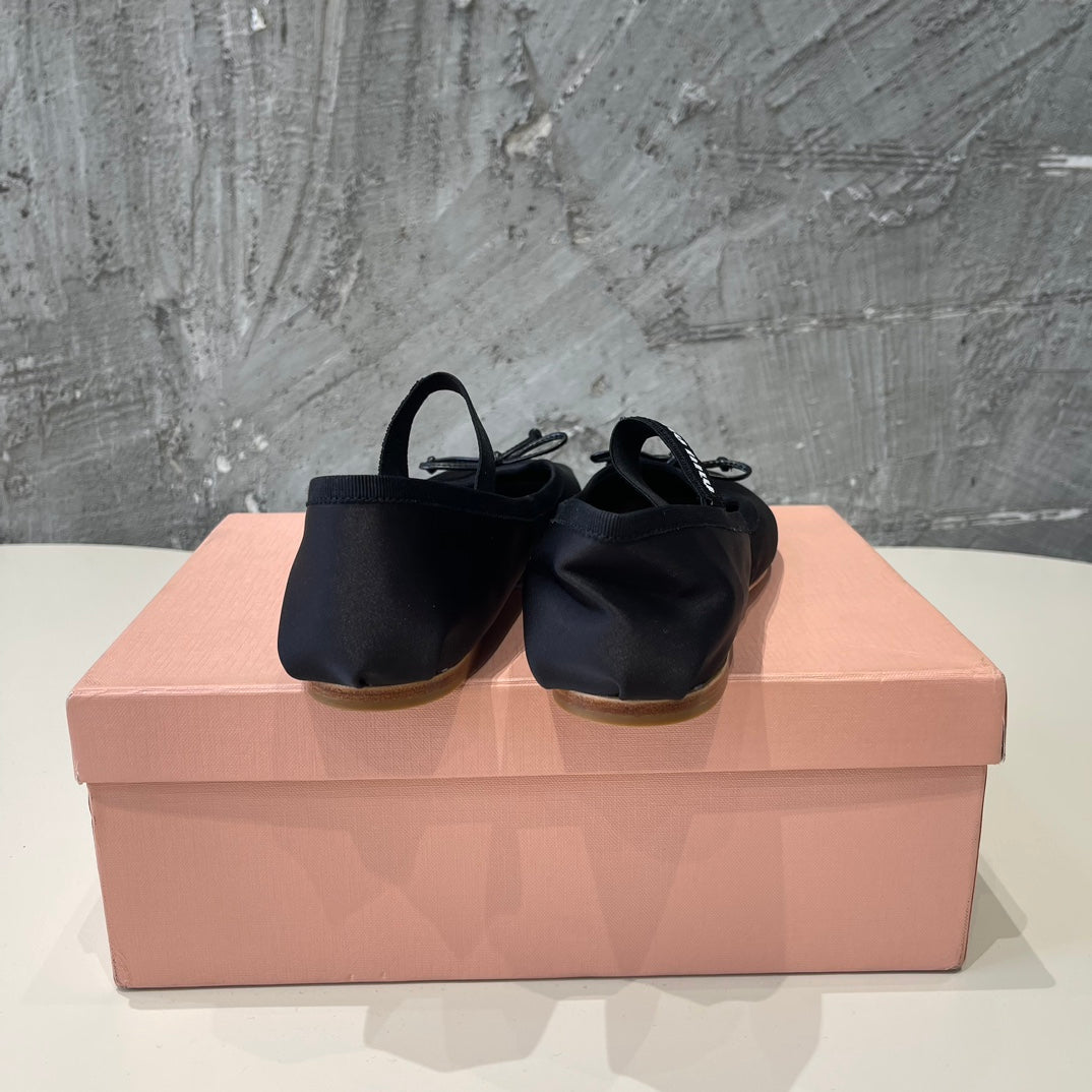 BALLET FLAT SHOES BLACK GLOSSY SHEEPSKIN