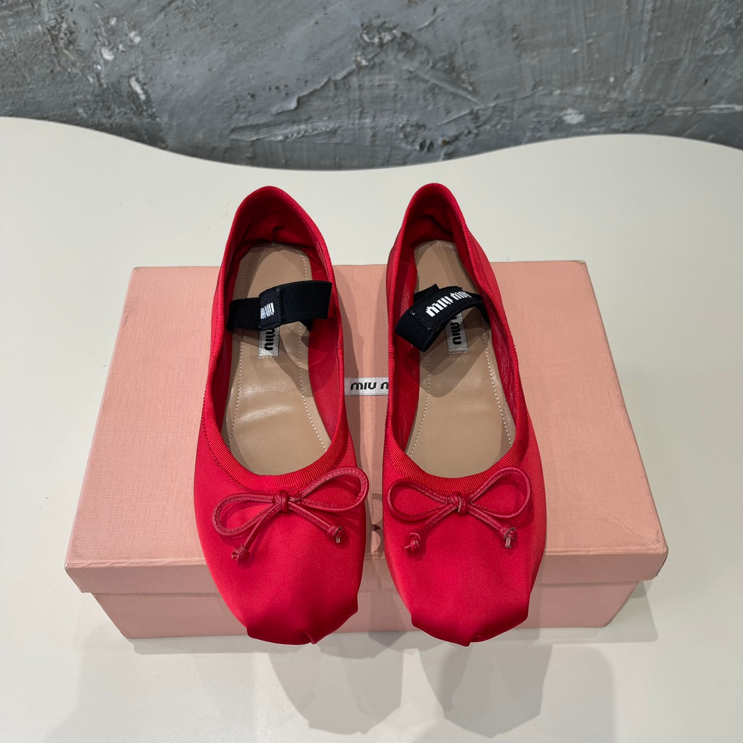 BALLET FLAT SHOES CRIMSON COLOR GLOSSY SHEEPSKIN