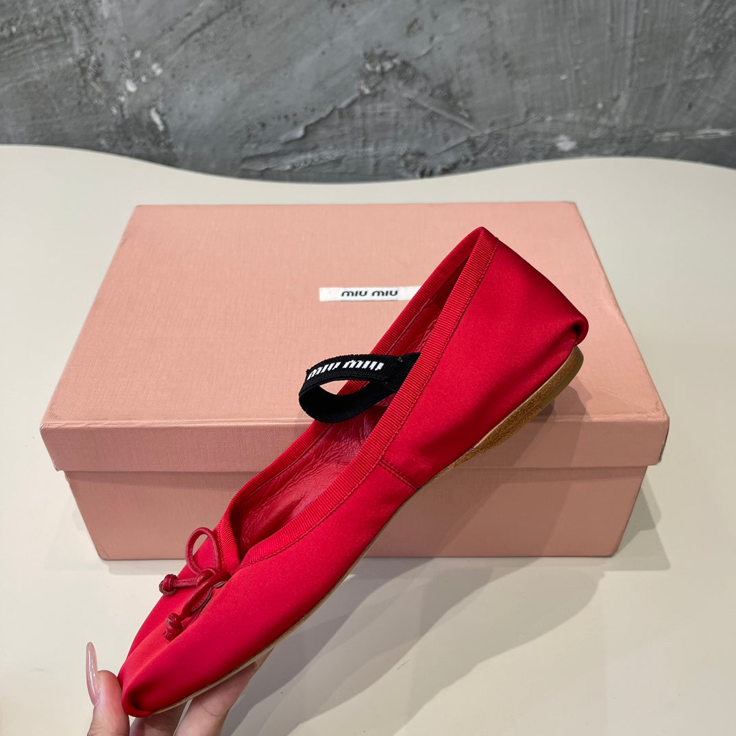 BALLET FLAT SHOES CRIMSON COLOR GLOSSY SHEEPSKIN
