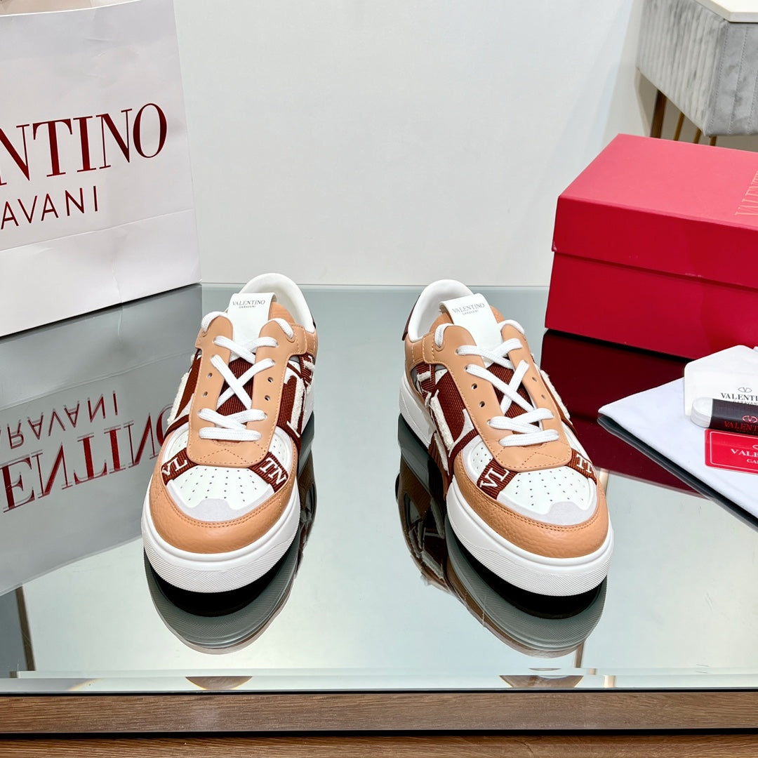 VALENTINO 25S GARAVANI VL7N SNEAKERS IN WHITE MIX LIGHT ORANGE LAMBSKIN