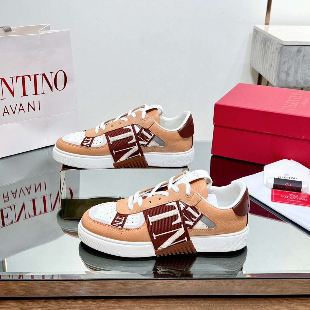 VALENTINO 25S GARAVANI VL7N SNEAKERS IN WHITE MIX LIGHT ORANGE LAMBSKIN