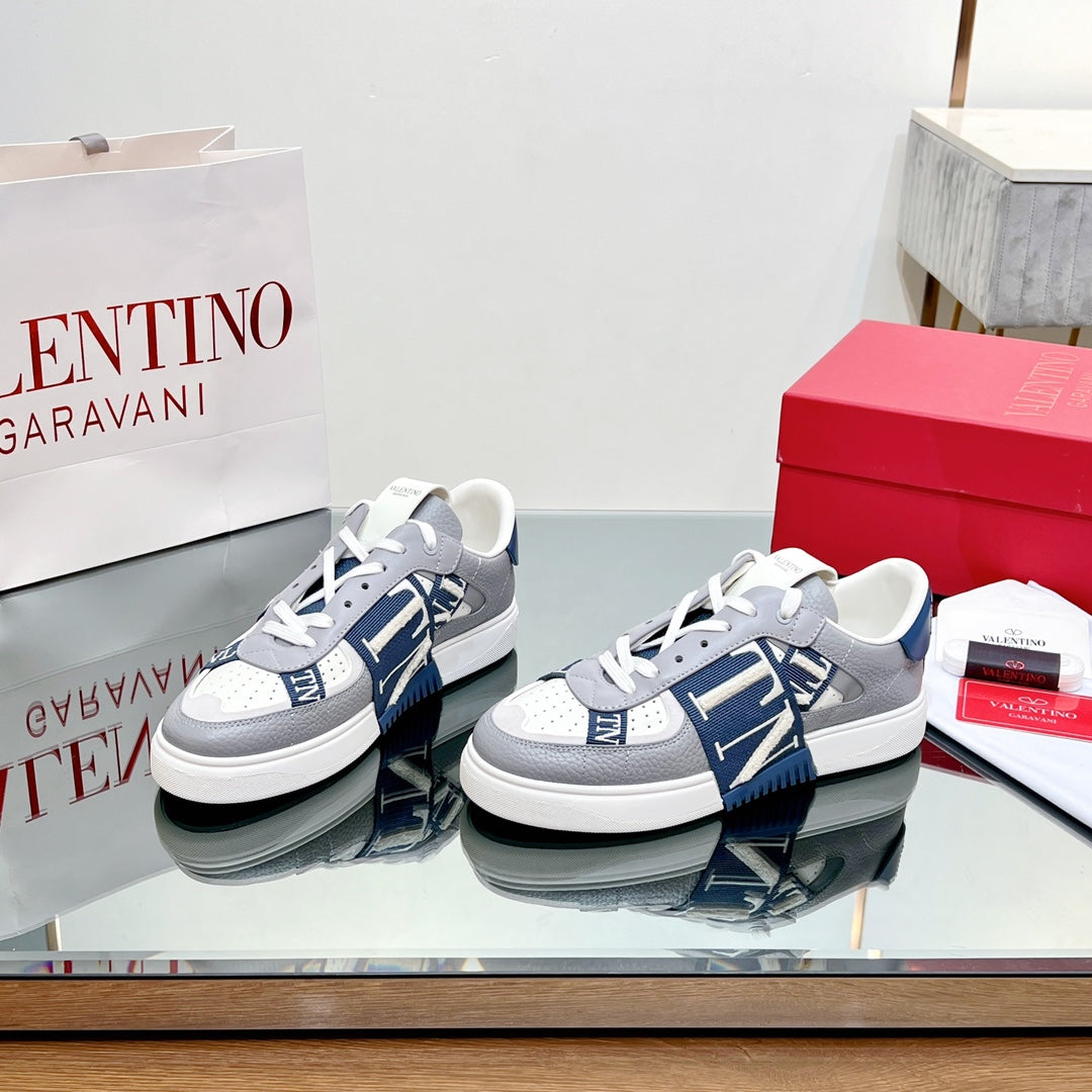 VALENTINO 25S GARAVANI VL7N SNEAKERS IN GREY MIX DARK BLUE LAMBSKIN