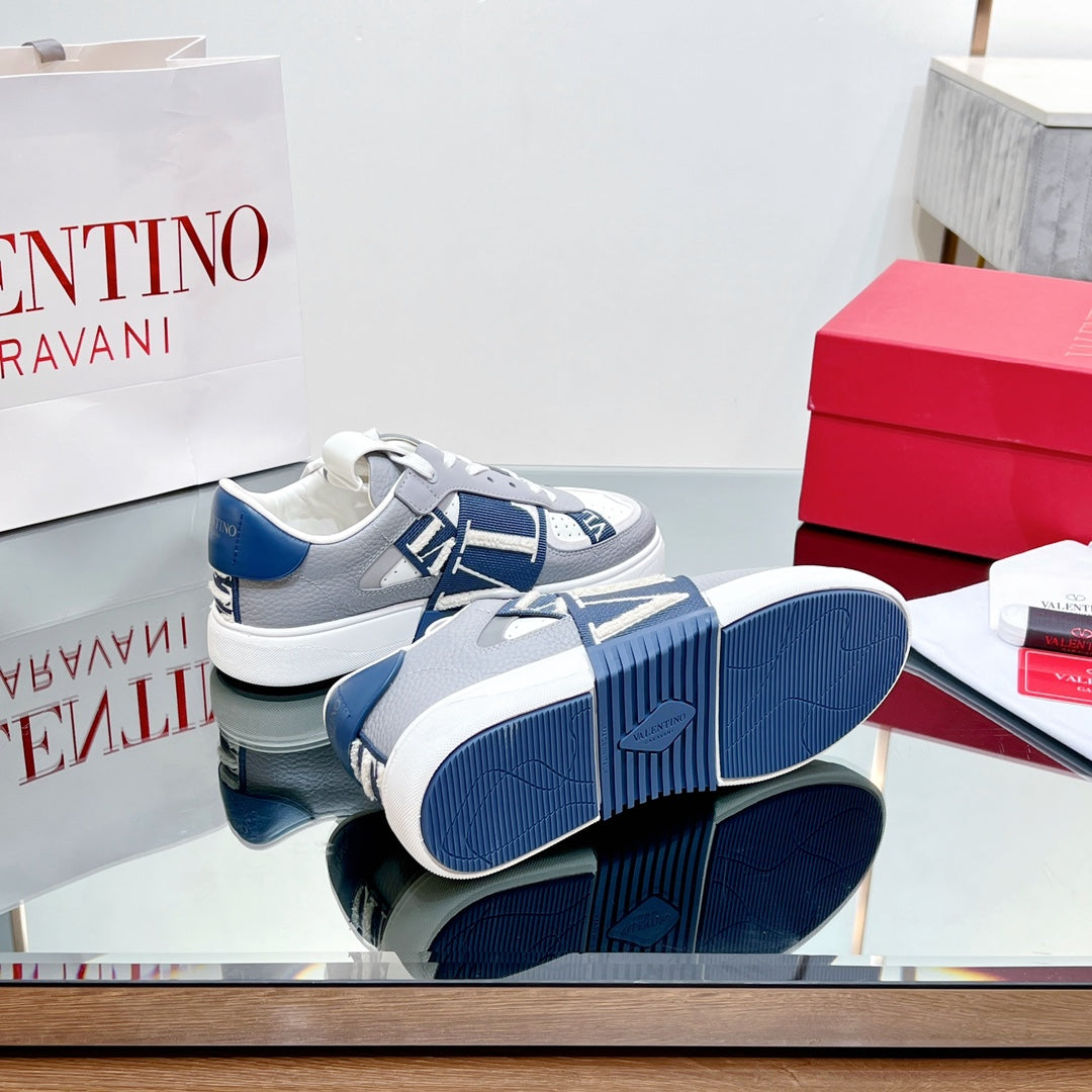 VALENTINO 25S GARAVANI VL7N SNEAKERS IN GREY MIX DARK BLUE LAMBSKIN