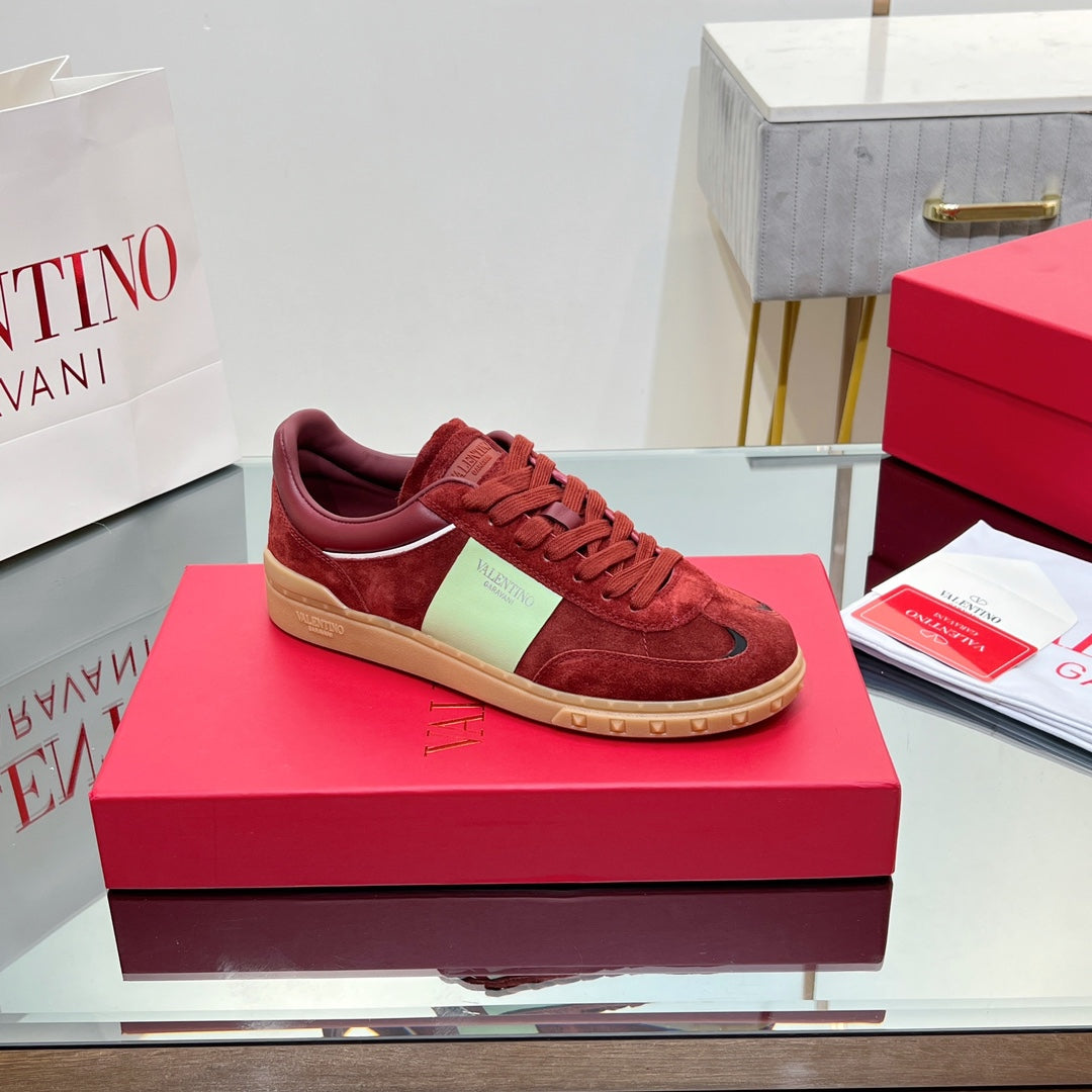 VALENTINO 25S UPVILLAGE SNEAKERS IN RED SUEDE