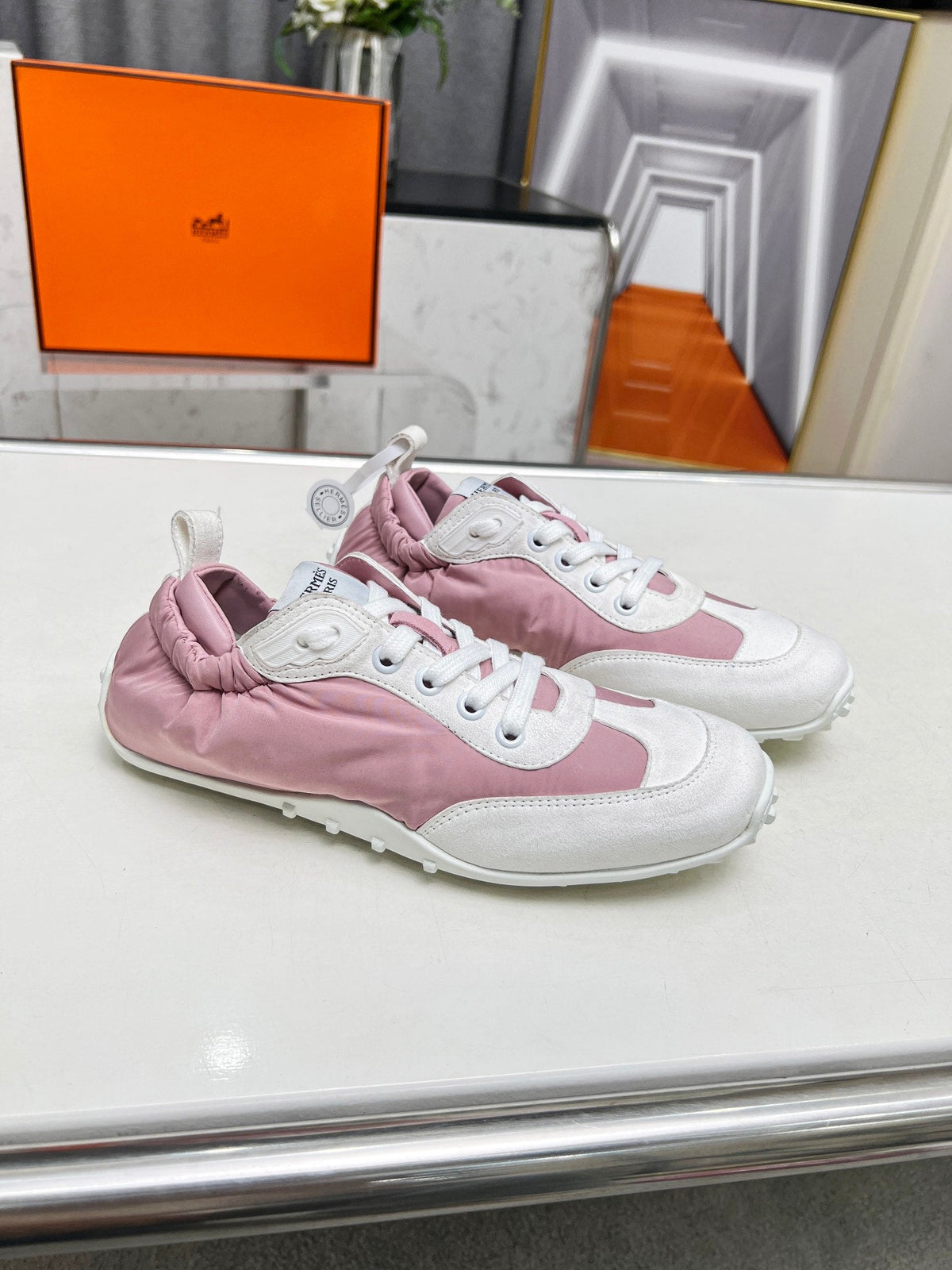 SKATEBOARD SHOES LIGHT PINK MIX WHITE SUEDE