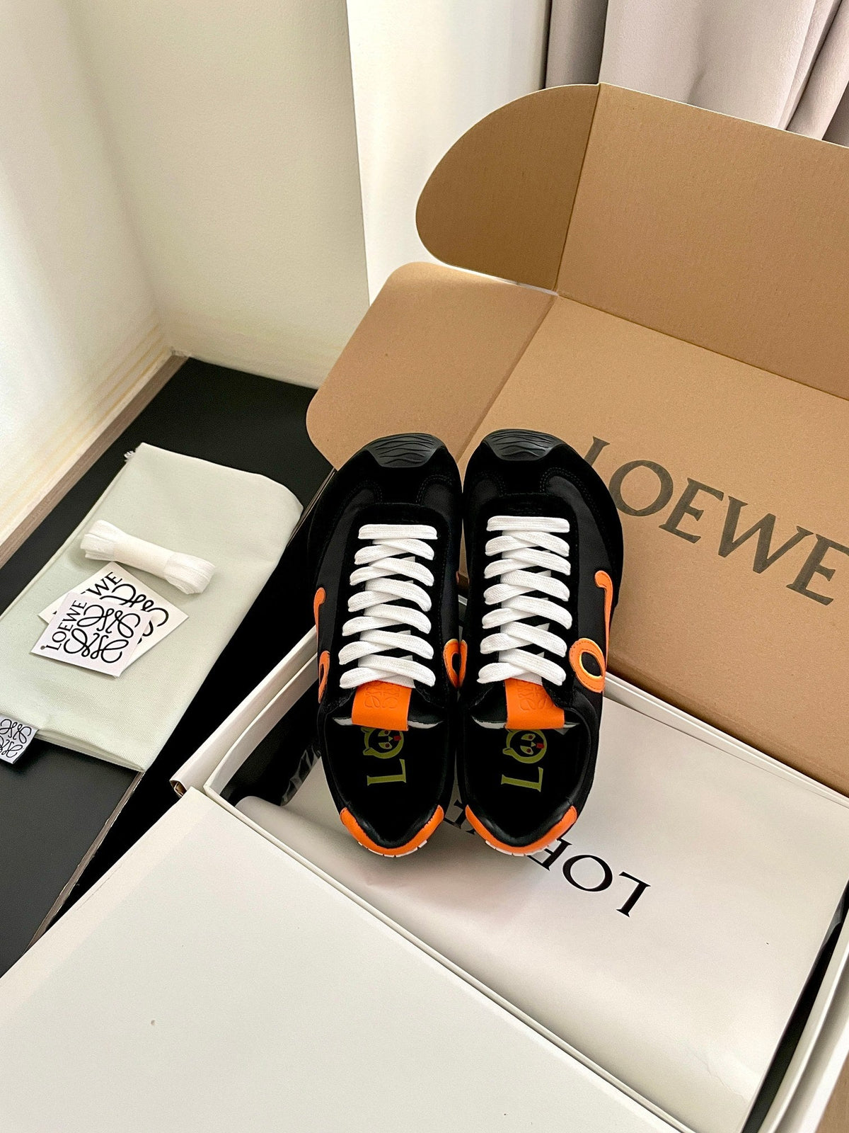 LOEWE 26S BALLET RUNNER 2.0 IN BLACK SUEDE AND NYLON