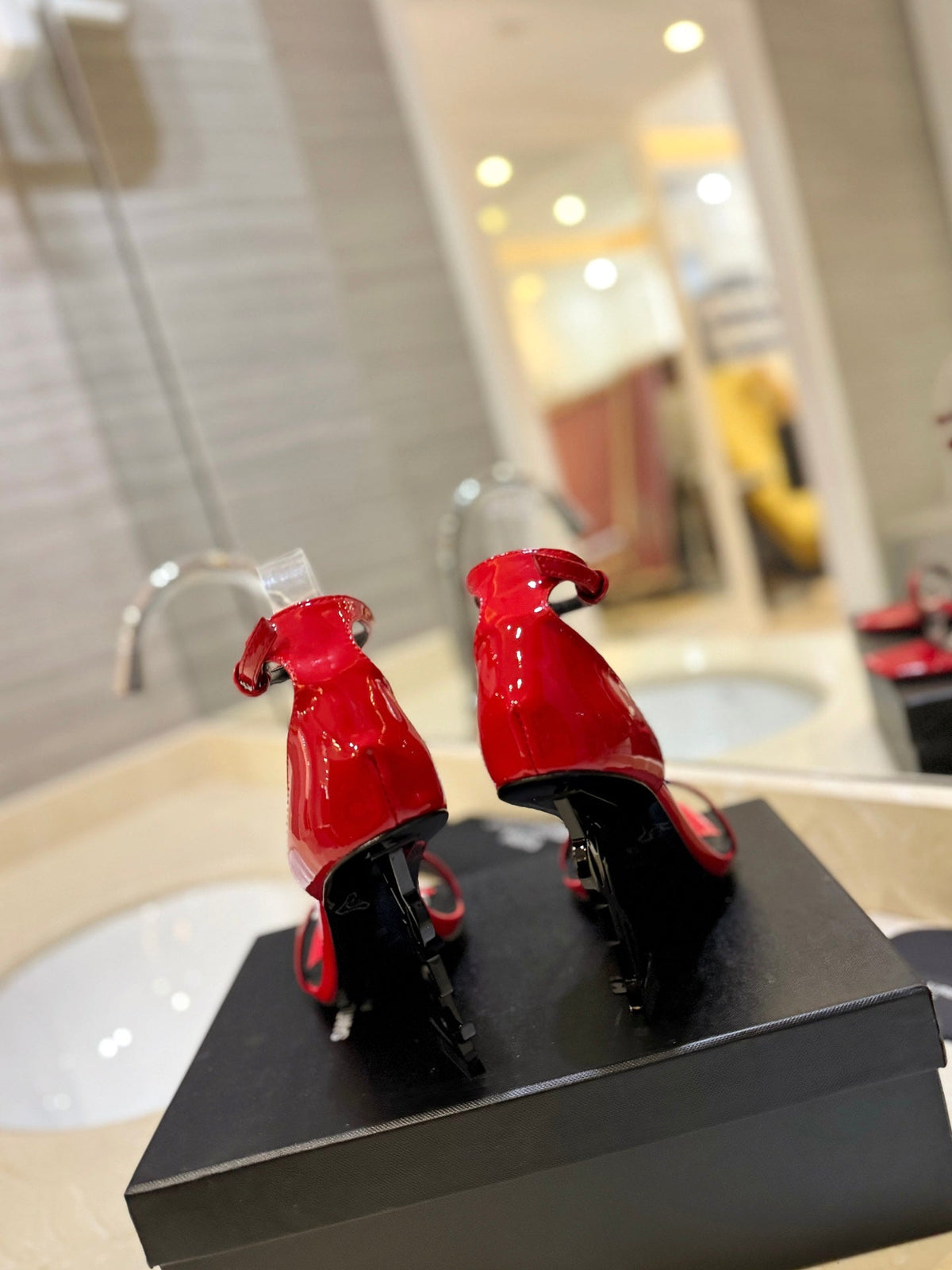 SL OPYUM SANDALS 105 RED POLISHED CALFSKIN