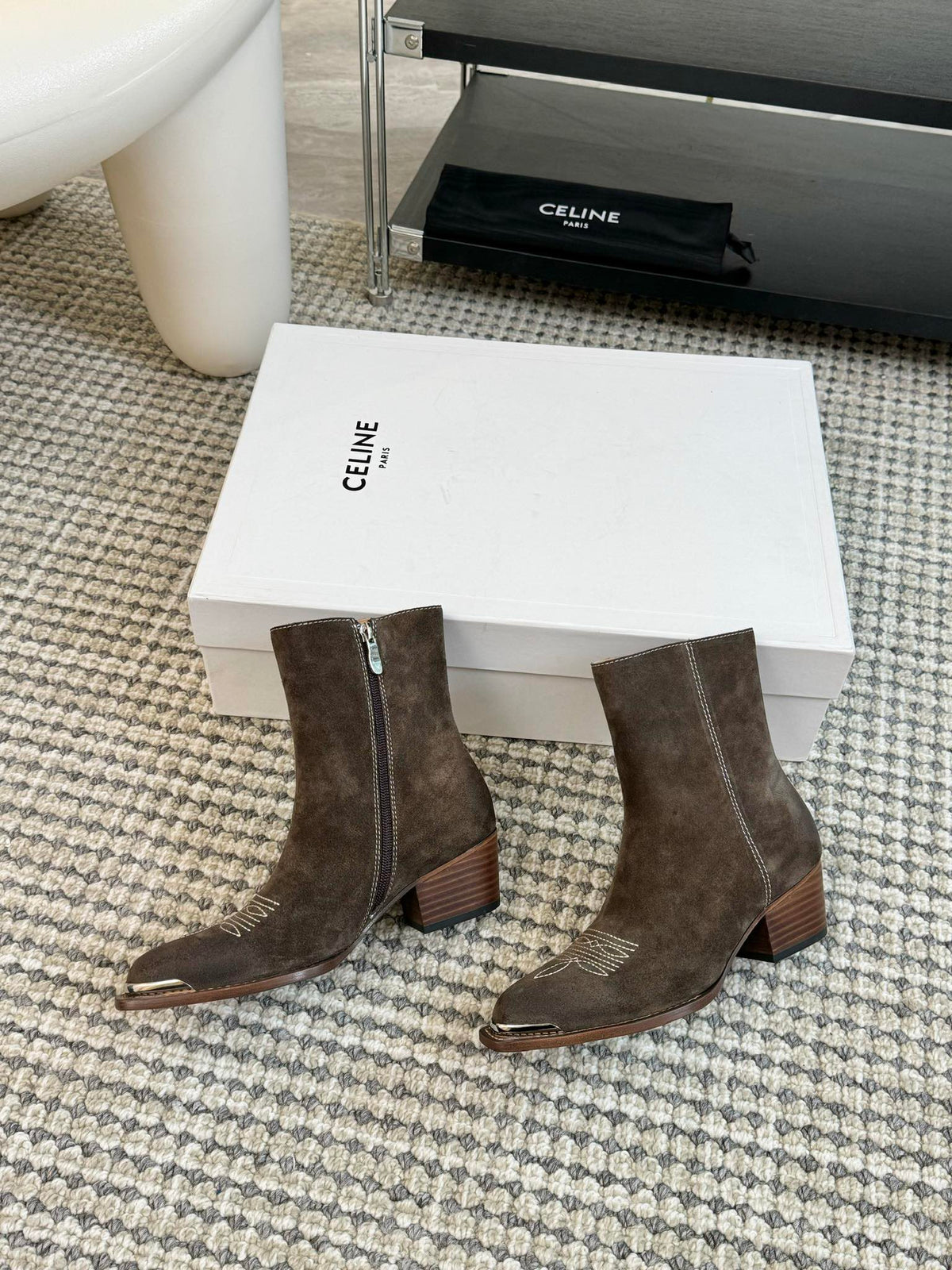 ANKLE BOOTS 45 MM IN MOCHA BROWN SUEDE