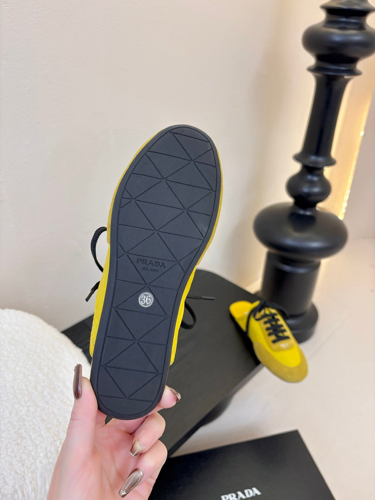SNEAKER MULES IN YELLOW NYLON AND SUEDE