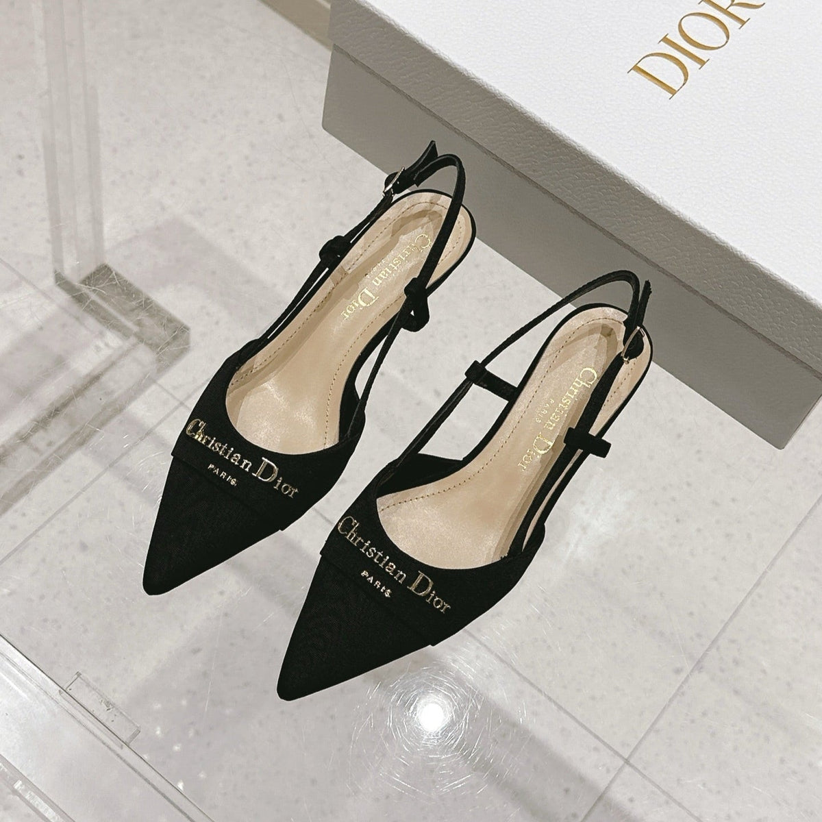 MY DD 25S SLINGBACK PUMP 50MM IN BLACK FABRIC