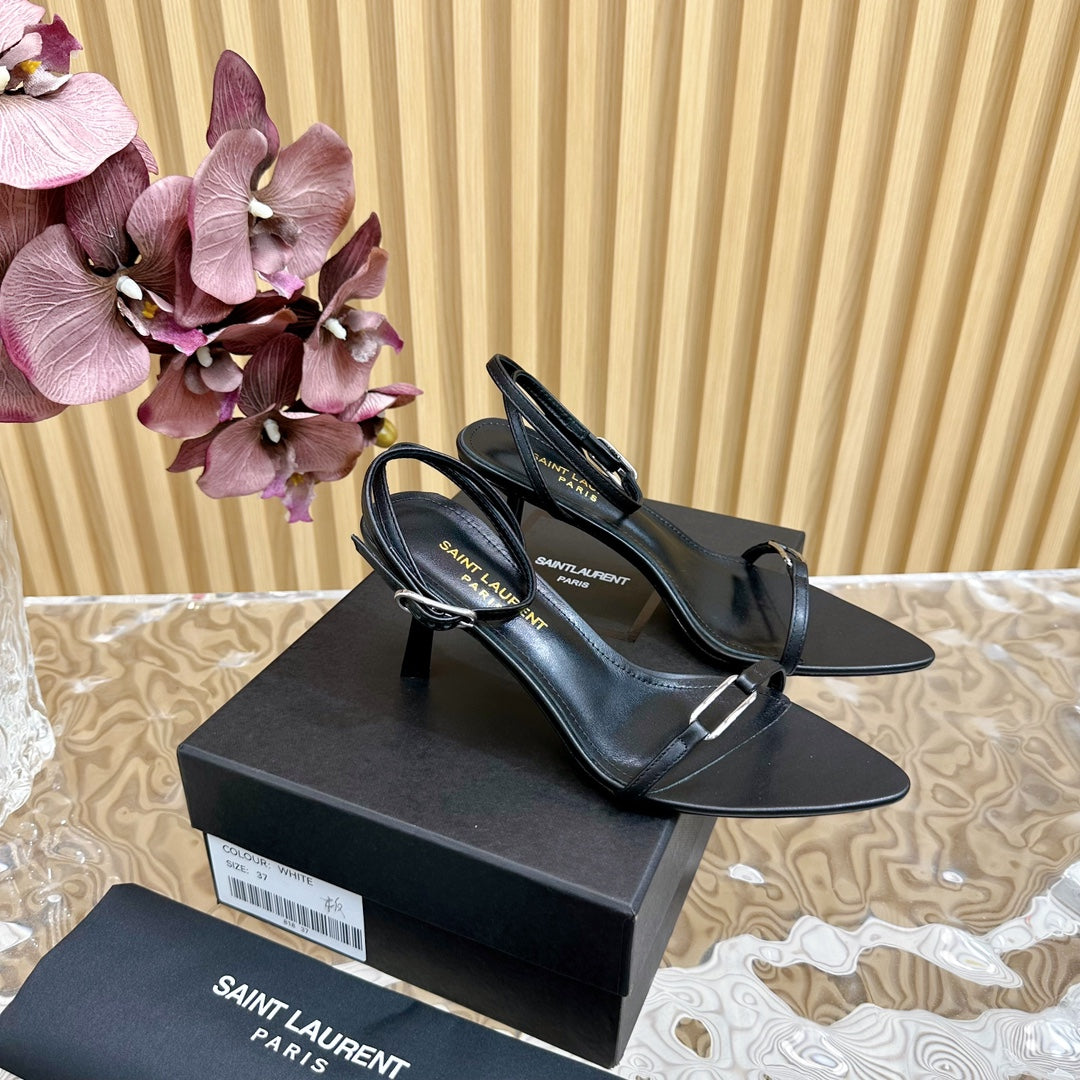 KITTY SANDALS 70 IN BLACK LEATHER