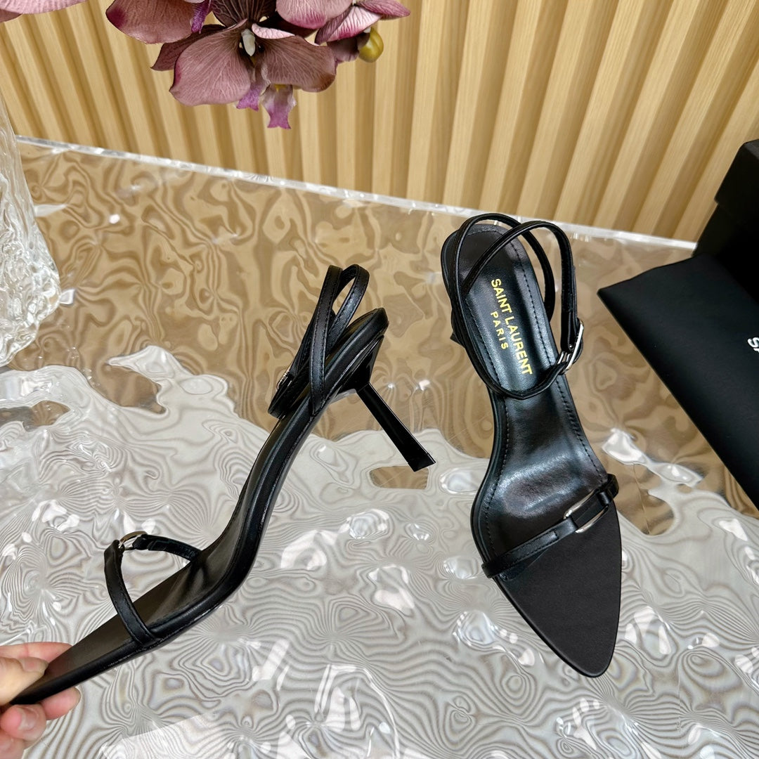 KITTY SANDALS 70 IN BLACK LEATHER