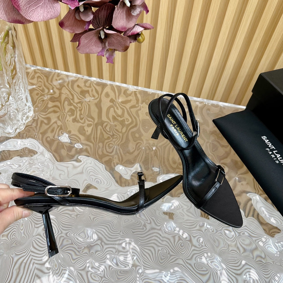 KITTY SANDALS 70 IN BLACK LEATHER