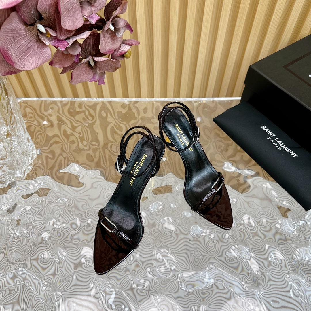 KITTY SANDALS 70 IN BLACK MAROON SHINY LEATHER