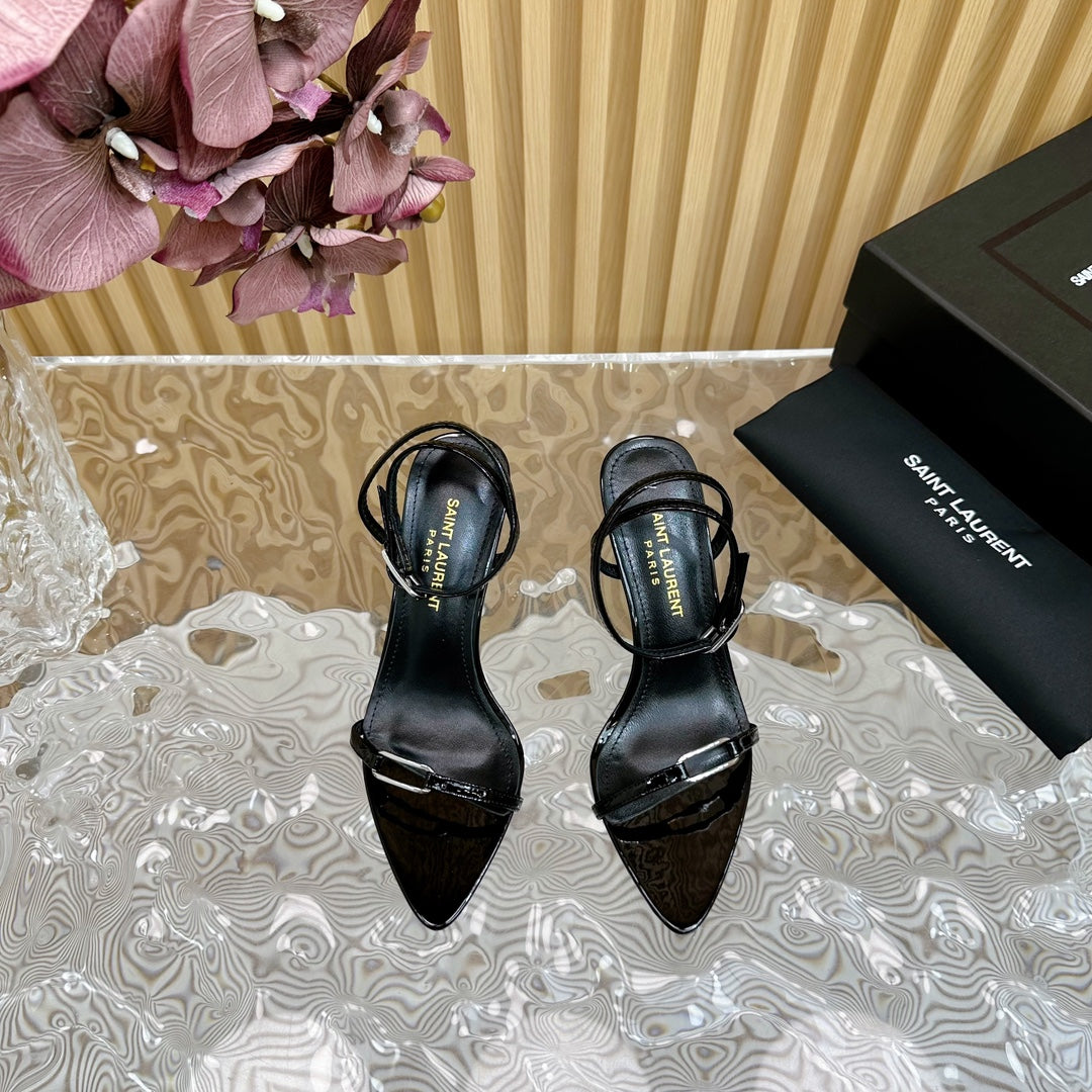 KITTY SANDALS 70 IN BLACK MAROON SHINY LEATHER