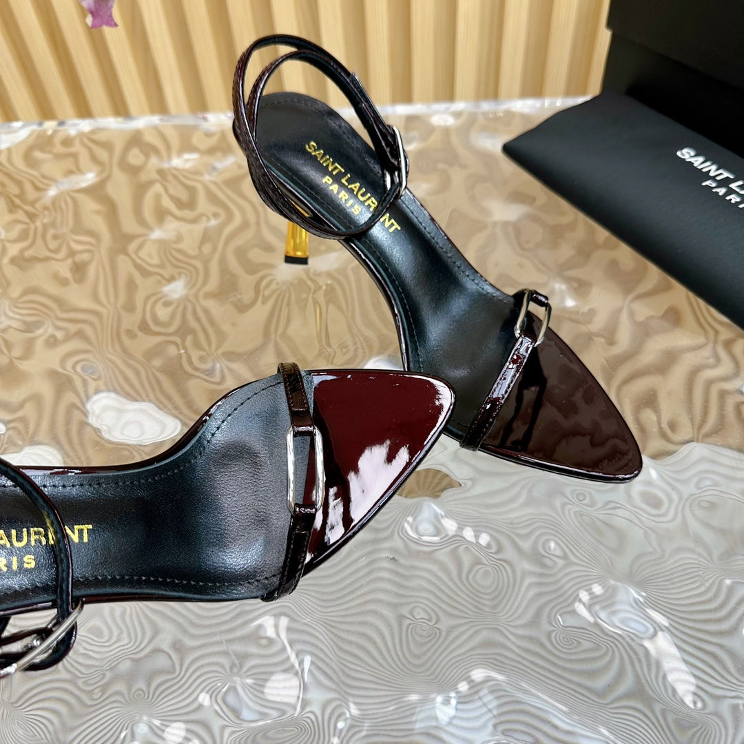 KITTY SANDALS 70 IN BLACK MAROON SHINY LEATHER