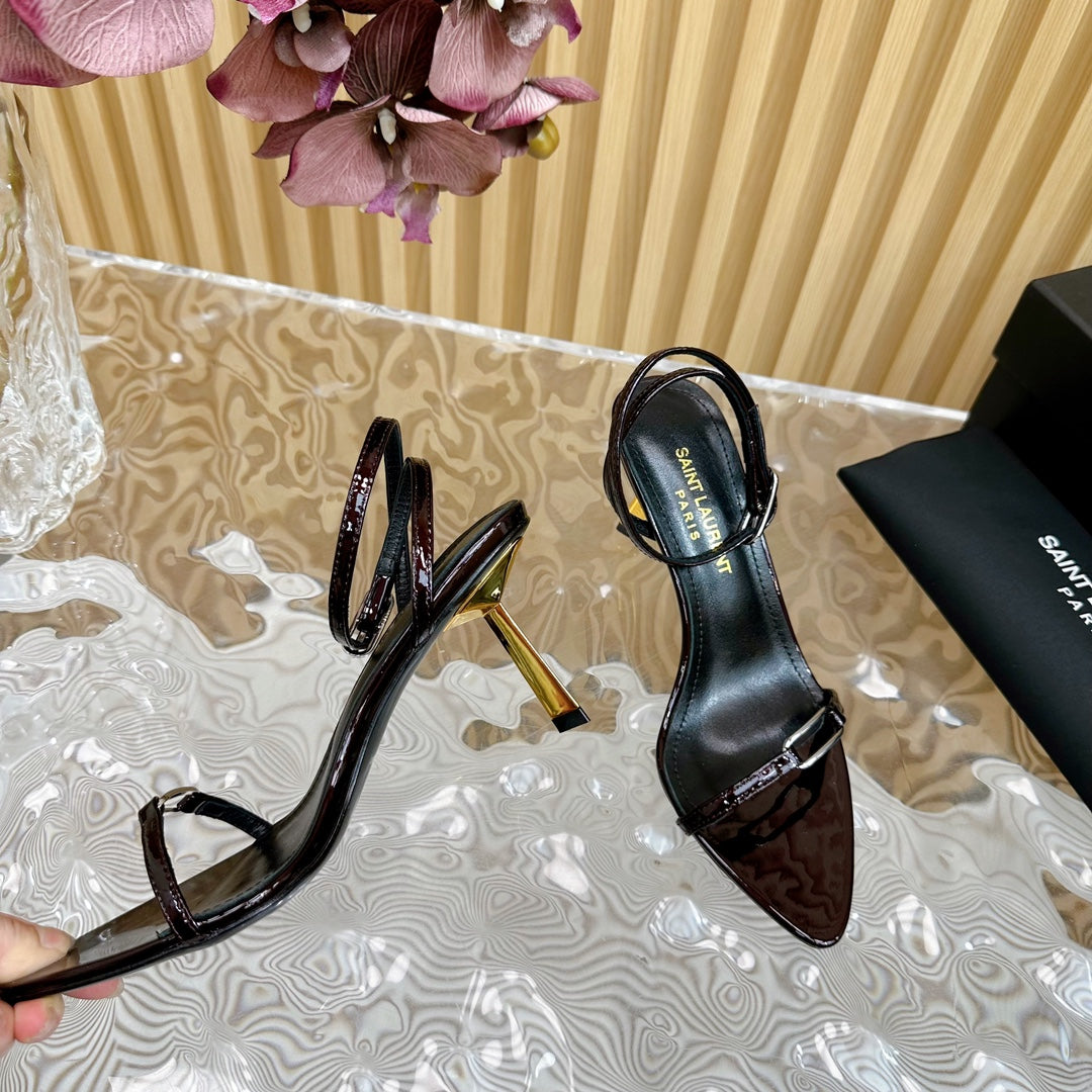 KITTY SANDALS 70 IN BLACK MAROON SHINY LEATHER