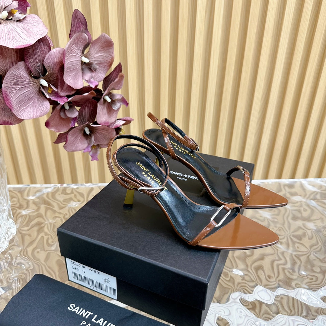 KITTY SANDALS 70 IN BROWN SHINY LEATHER
