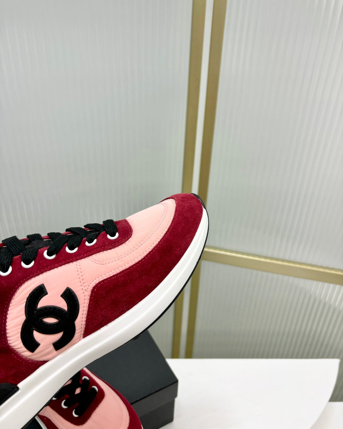 SNEAKER IN LIGHT PINK MIX CHERRY RED SUEDE