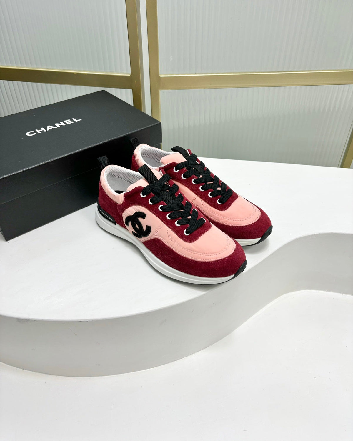SNEAKER IN LIGHT PINK MIX CHERRY RED SUEDE