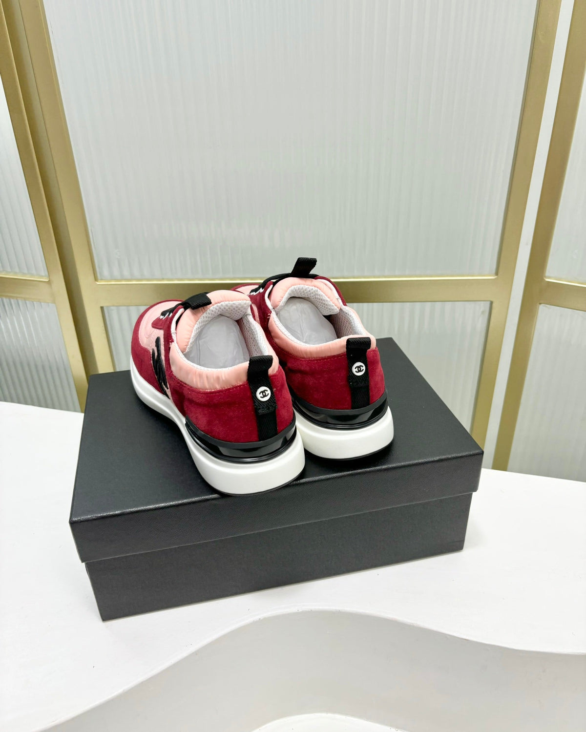 SNEAKER IN LIGHT PINK MIX CHERRY RED SUEDE