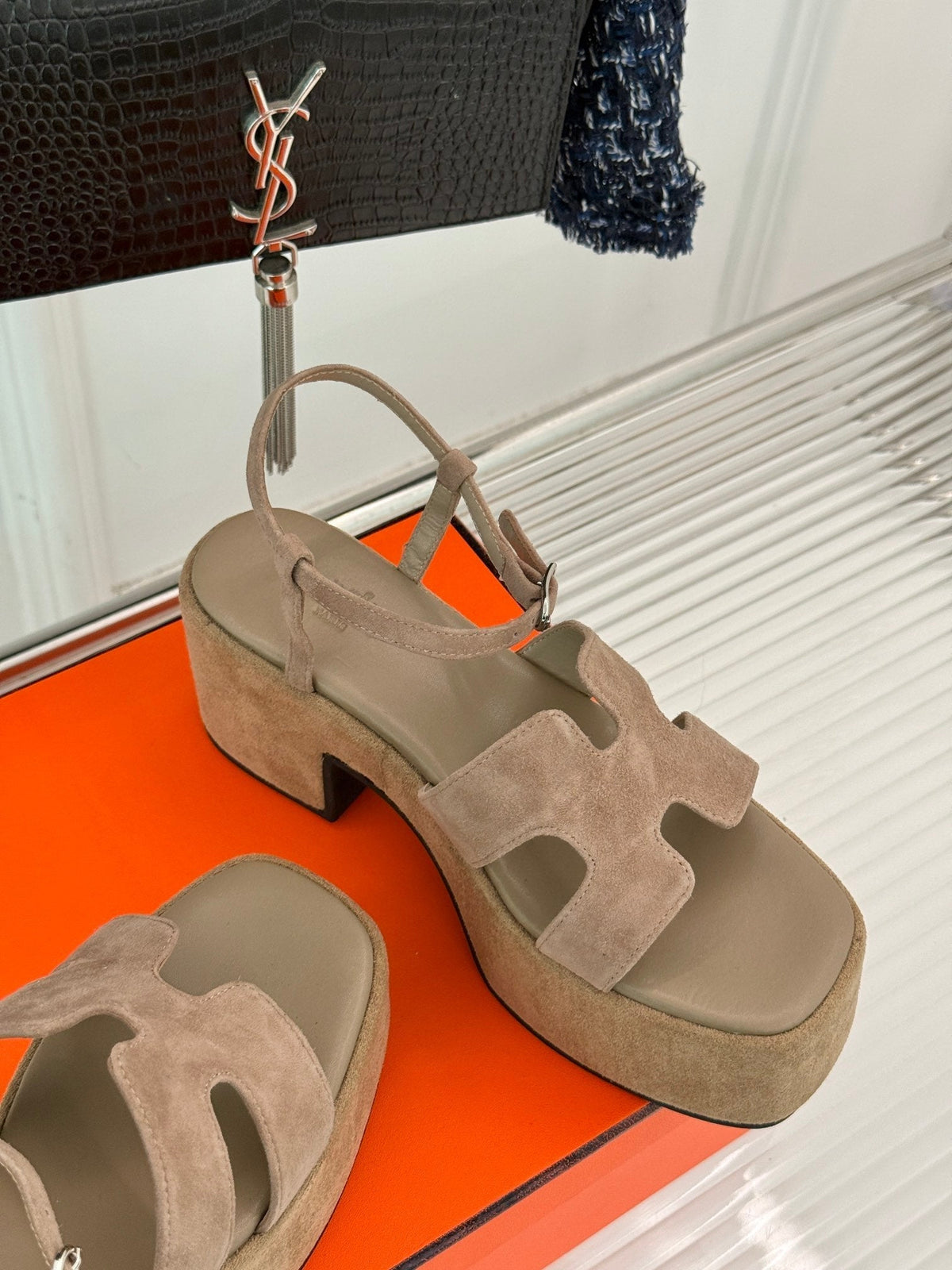 HM 25S JAM 30 HIGH-HEEL SANDAL IN TERRACOTTA BEIGE SUEDE