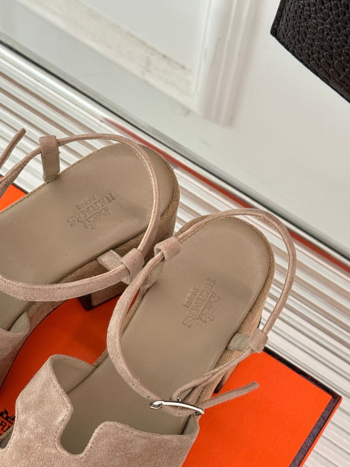 HM 25S JAM 30 HIGH-HEEL SANDAL IN TERRACOTTA BEIGE SUEDE