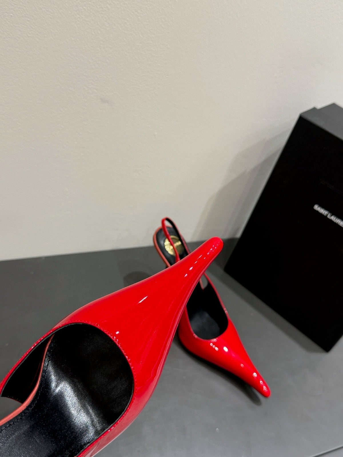 YSL HIGH SLINGBACK 25S IN RED GLOSSY LAMBSKIN