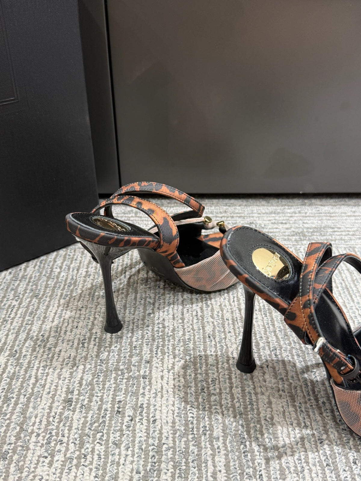 YSL HEELED SANDALS 25S 100 MM IN LEOPARD PRINT LAMBSKIN