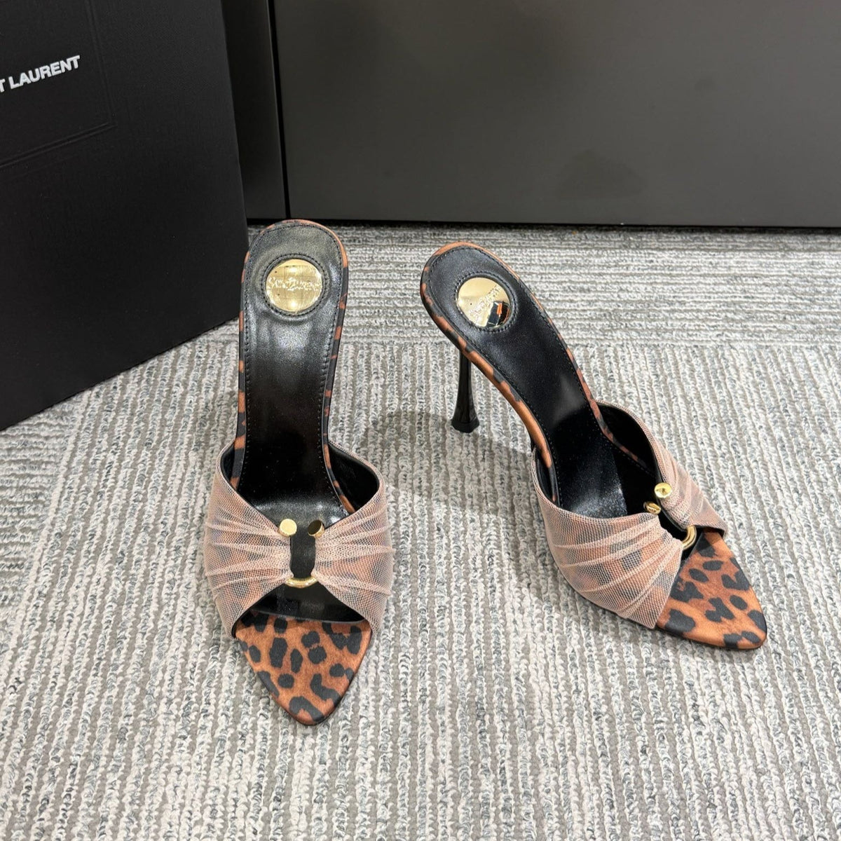 YSL HIGH HEEL 25S 100 MM IN LEOPARD PRINT LAMBSKIN