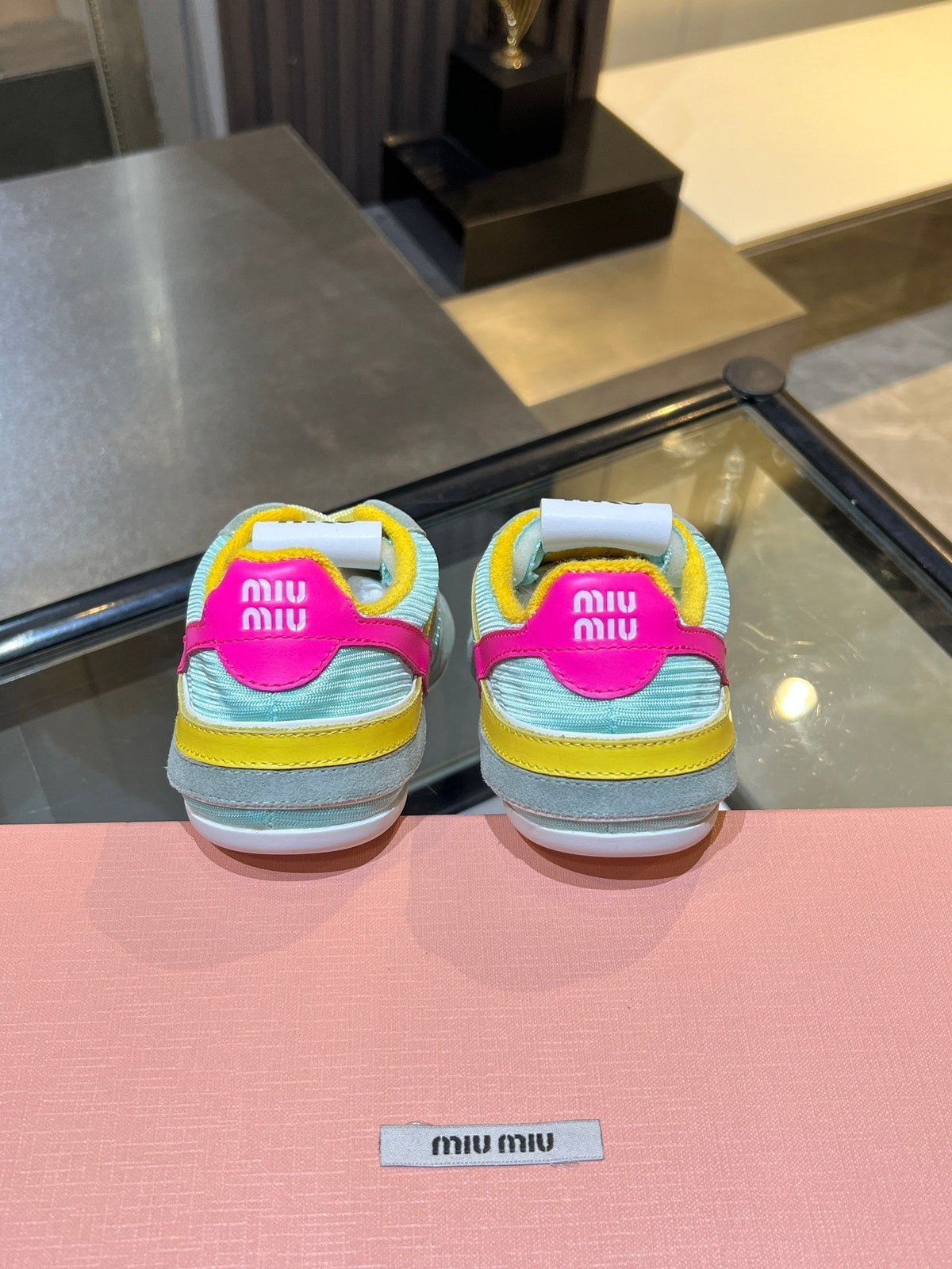 MIUMIU 26S SNEAKERS IN MULTICOLOR FABRIC AND SUEDE