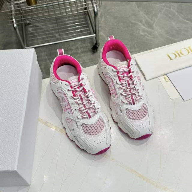 CD CHORONO SNEAKER IN WHITE AND PINK MESH