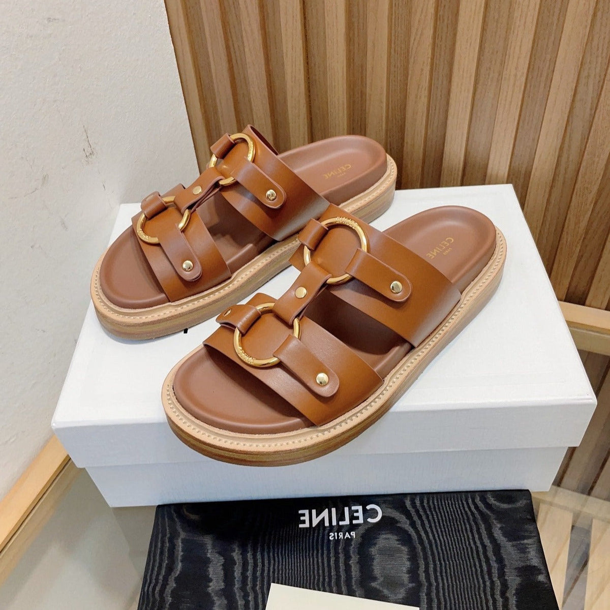 DAD SANDALS DARK BROWN CALFSKIN