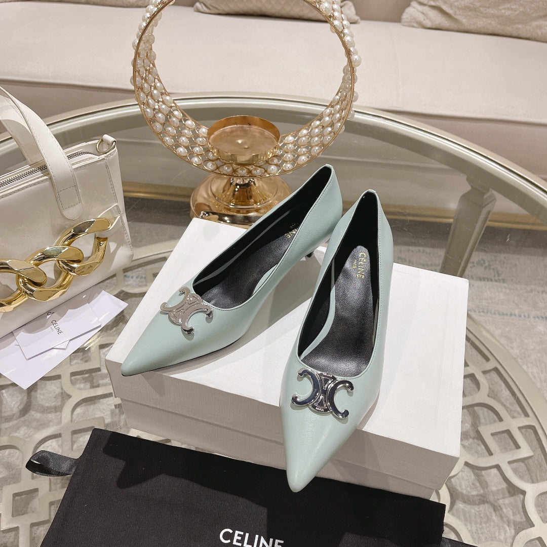 HIGH-HEELS 5 CM IN POWDER BLUE CALFSKIN