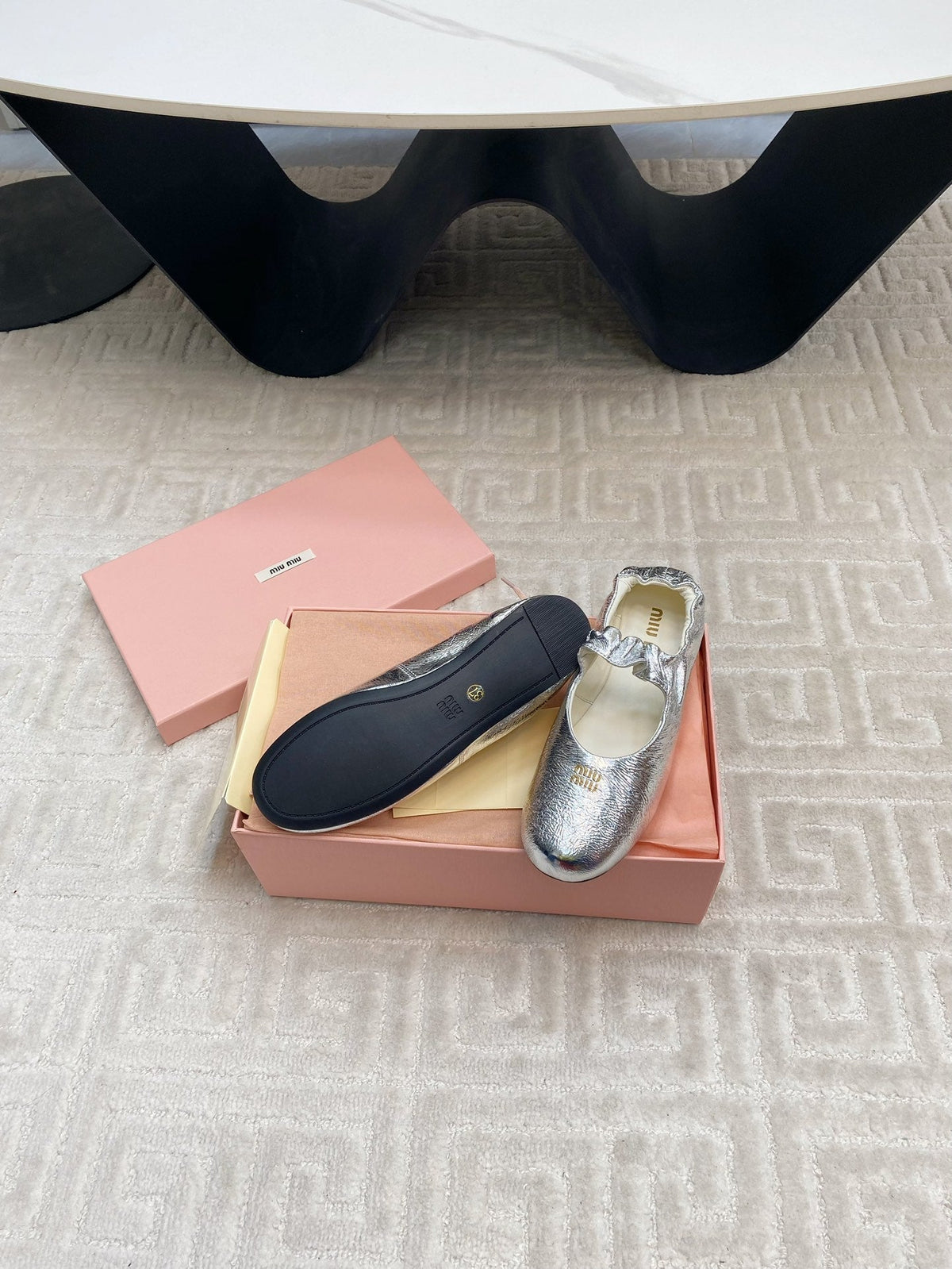 MARY JANE FLATS IN SILVER METALLIC SMOOTH LAMBSKIN