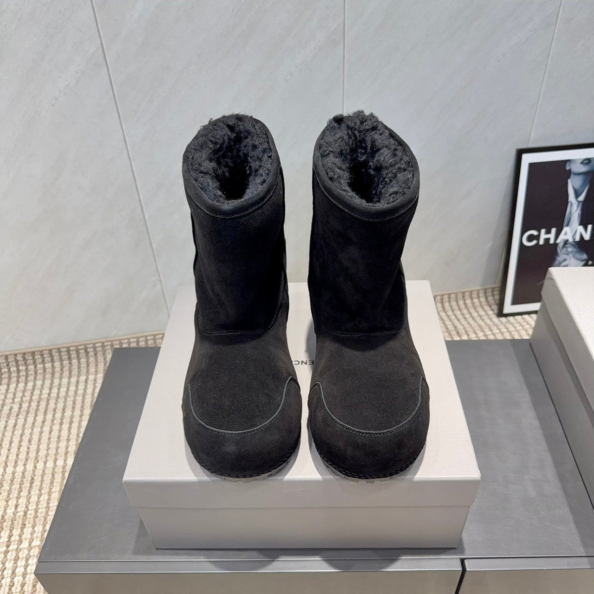 BALENCIAGA 25S LOW ANKLE BOOTS PLATFORM HEEL IN BLACK SUEDE STYLE 9