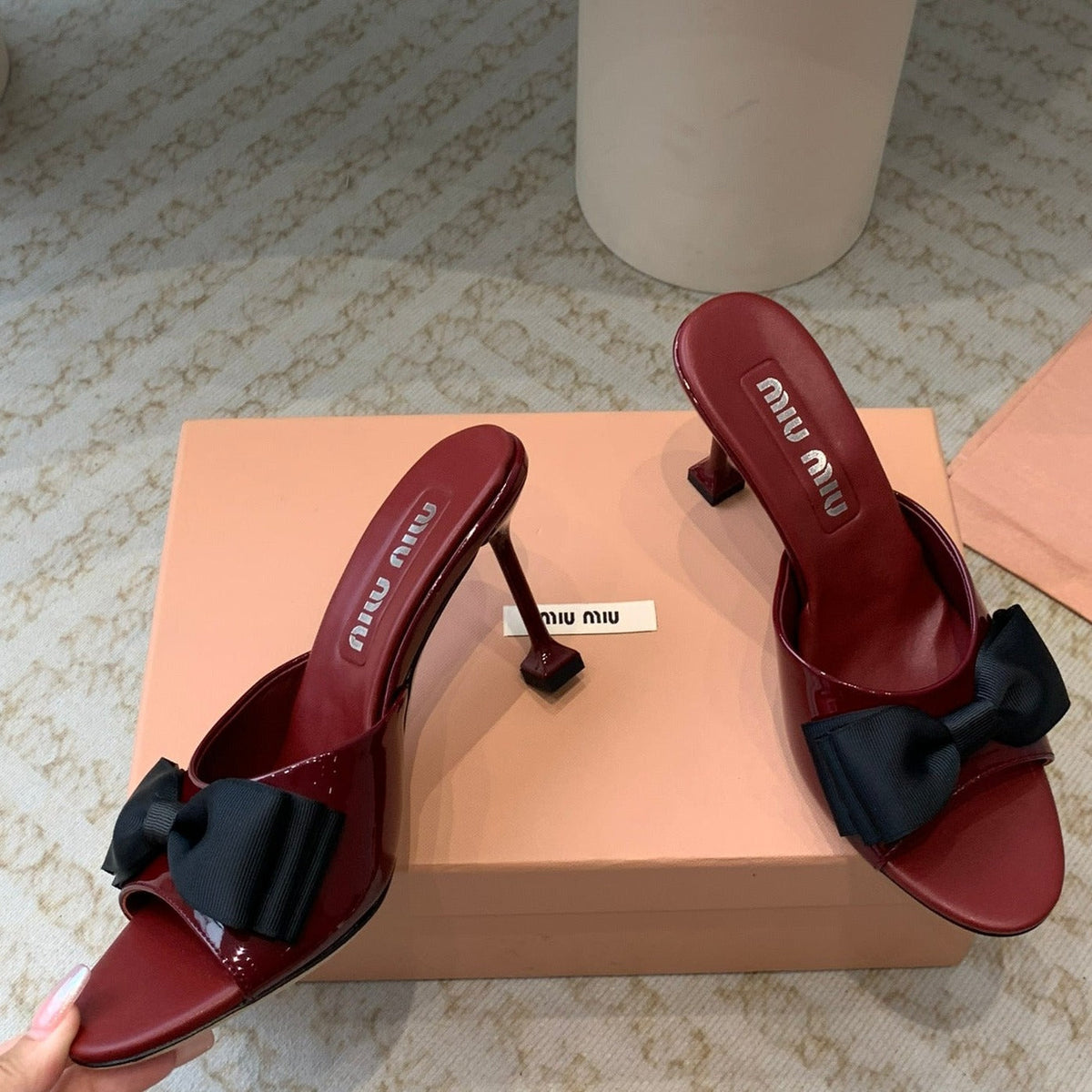 Ruby High - Heels With Black Bow Calfskin