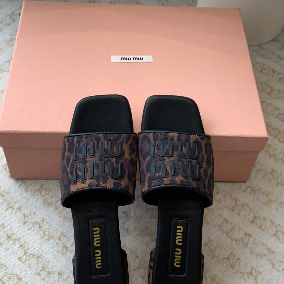 Women's Black Denim Slippers With Brown Straps