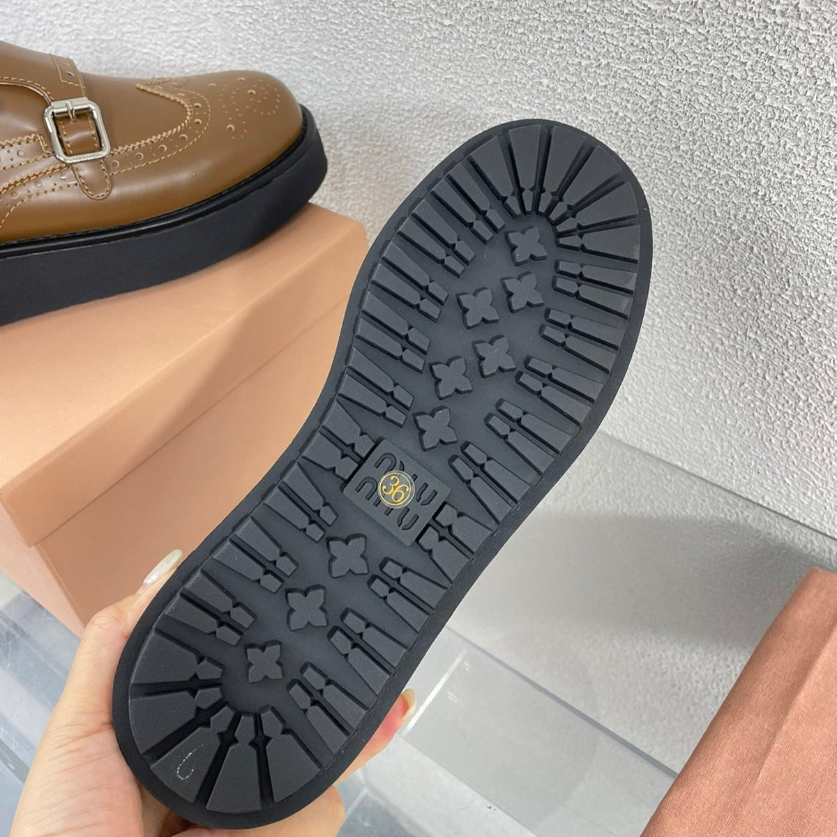 Baroque Thick-Soled Oxford Shoes Cider Calfskin