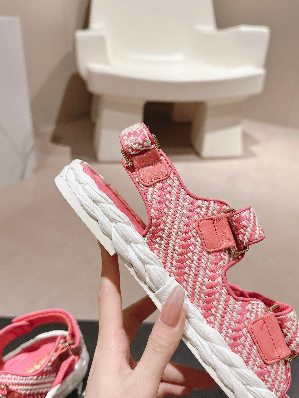 CC DAD SANDALS IN BLUSH PINK CALFSKIN