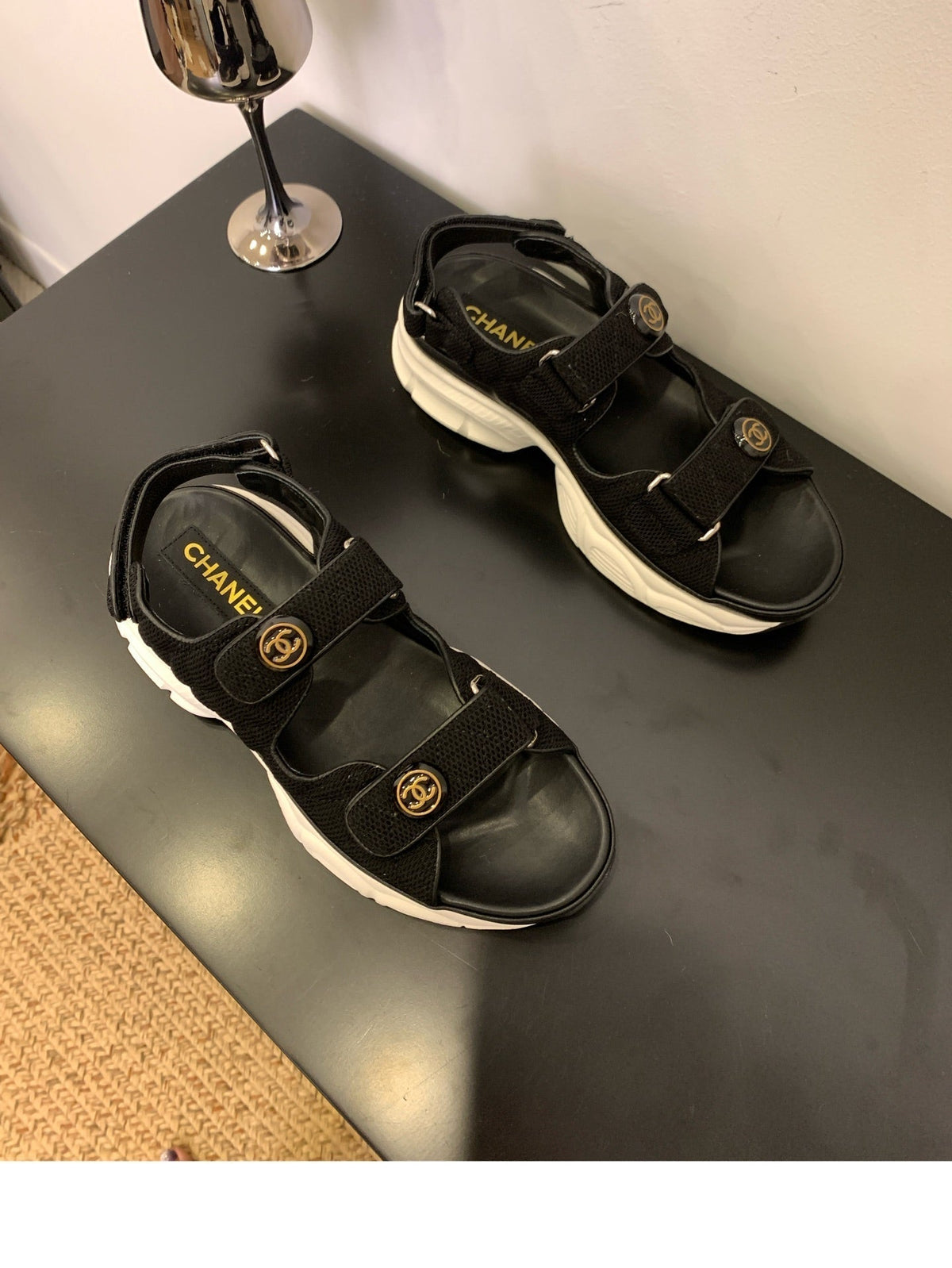 SANDAL 25S IN BLACK LAMBSKIN EMBOSED SNAKE PATTERN