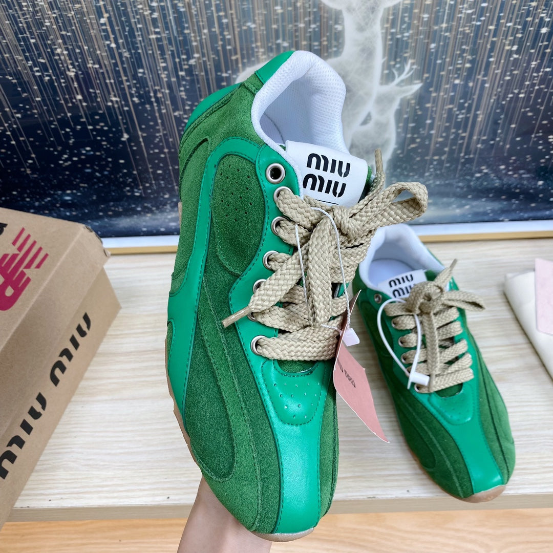 NB Pine Green And Sea Green Color Sneakers Cowhide