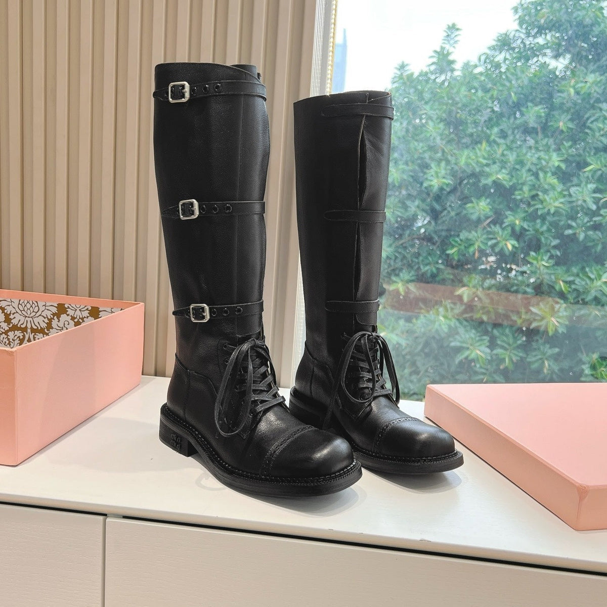 Army Boots Black Color Cowhide