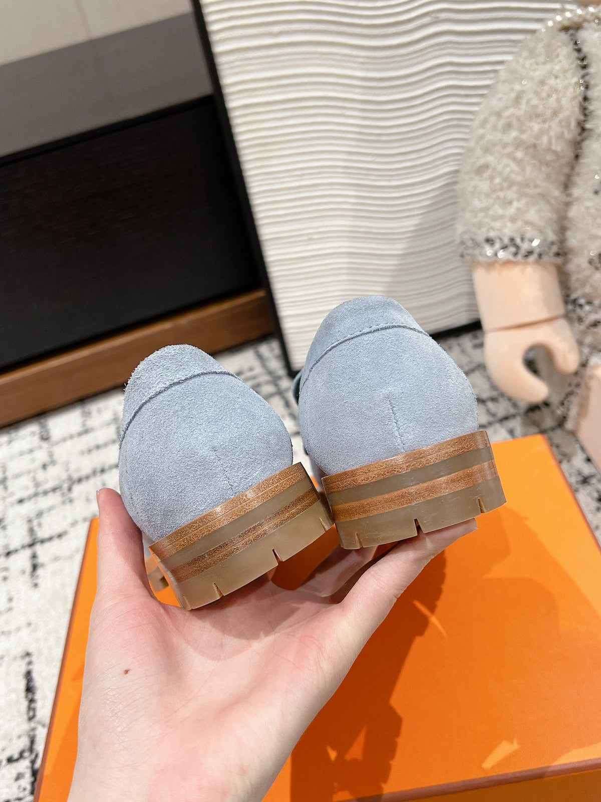 HM PARIS LOAFER IN BLUE SUEDE BLUE HARDWARE