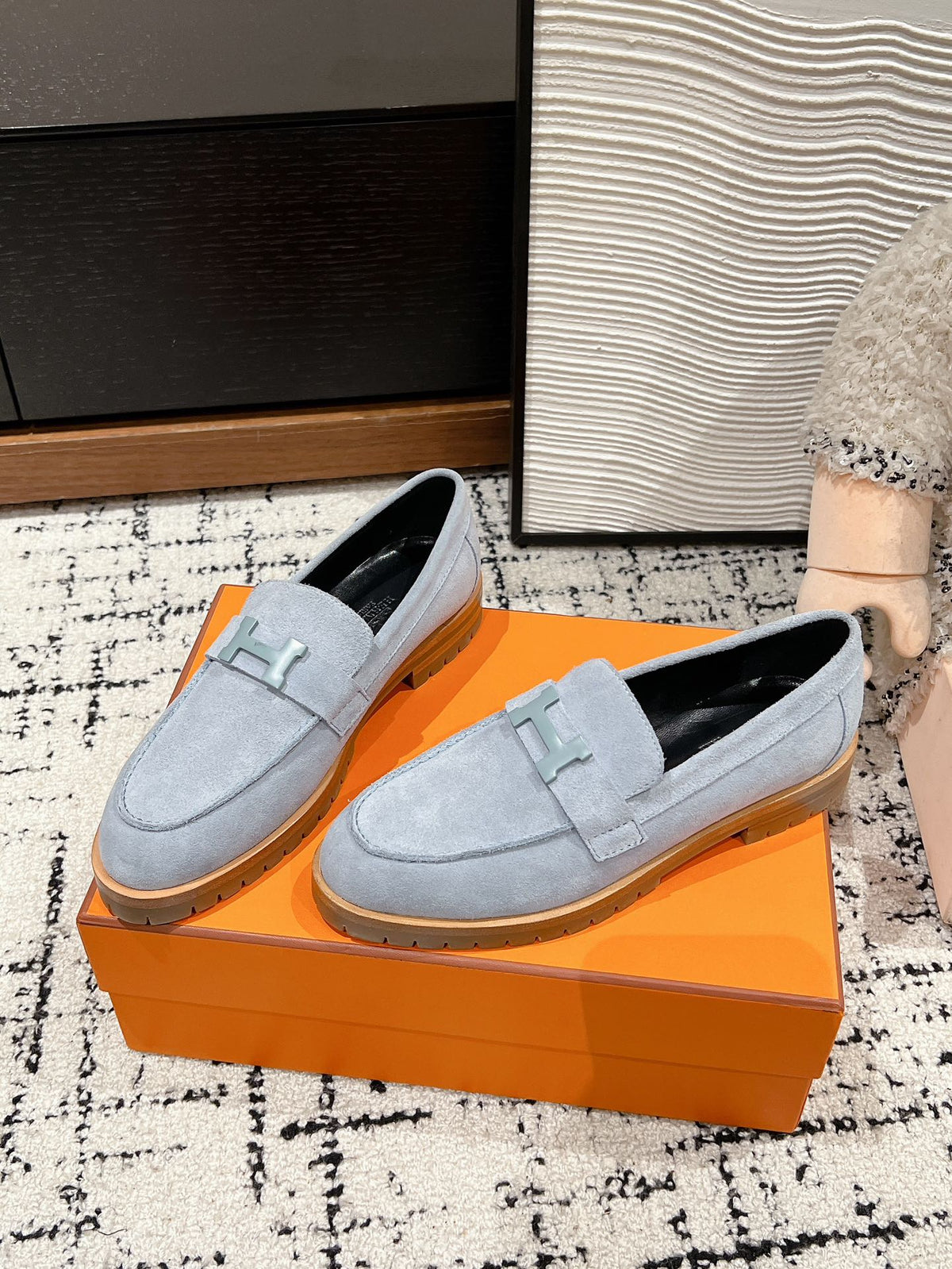 HM PARIS LOAFER IN BLUE SUEDE BLUE HARDWARE