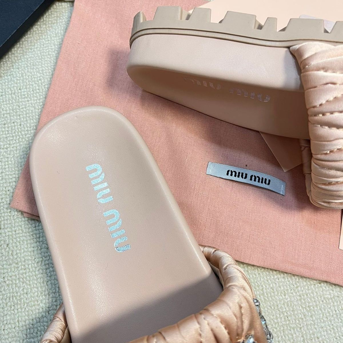 Pastel Pink Sheepskin Diamond Slippers