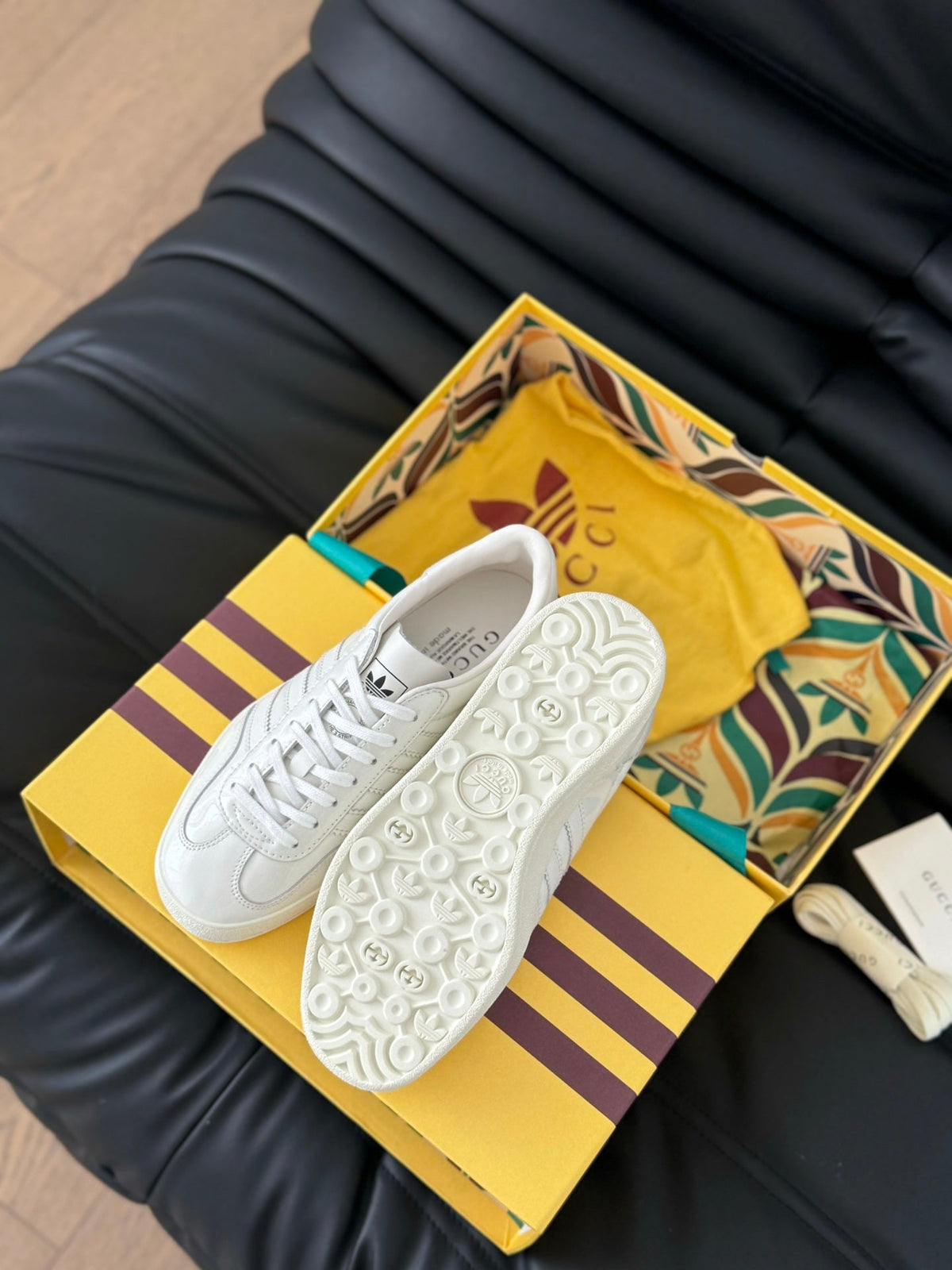 GG & ADIDAS GAZELLE SNEAKER WHITE CALFSKIN