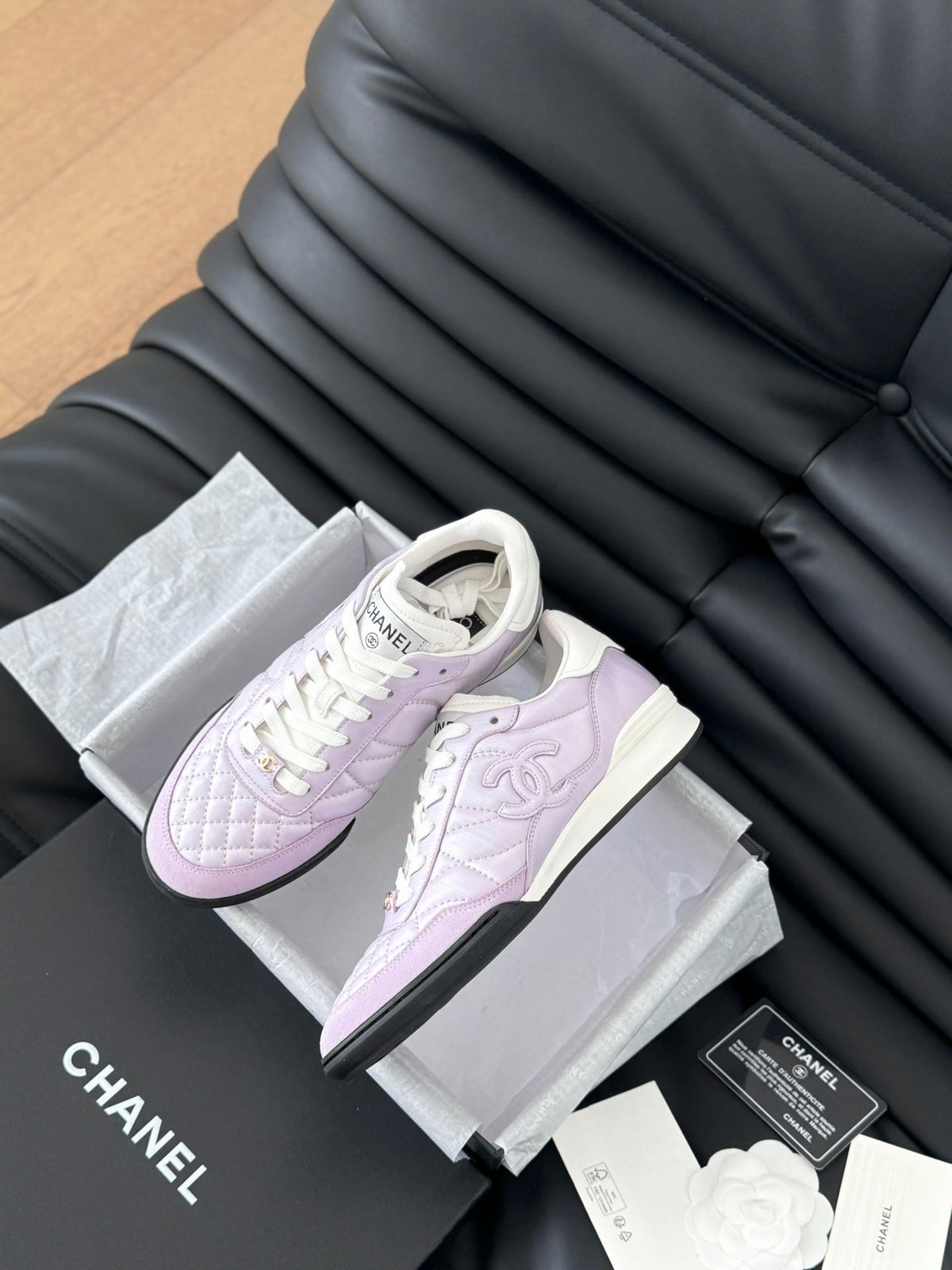CC SNEAKER IN PALE PURPLE MIX WHITE EMBROIDERED LAMBSKIN